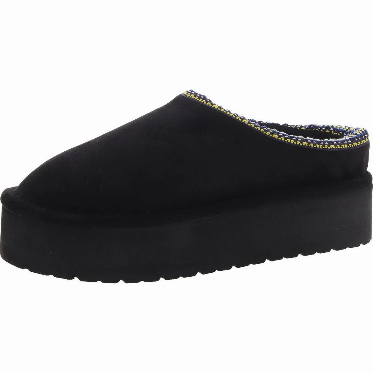 Elyse Womens Faux Fur Lined Platform Scuff Slippers