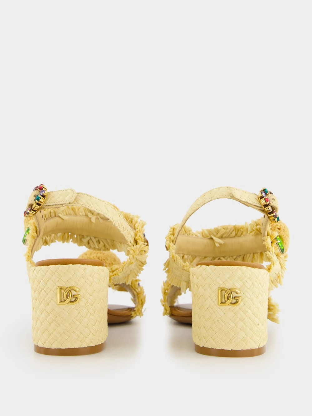Embroidered Raffia Sandals