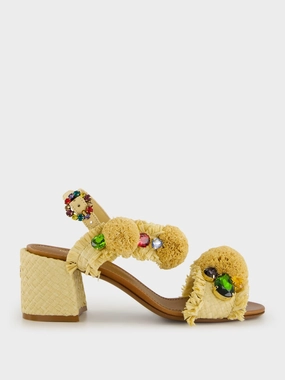 Embroidered Raffia Sandals Womens Sandals mega clearance
