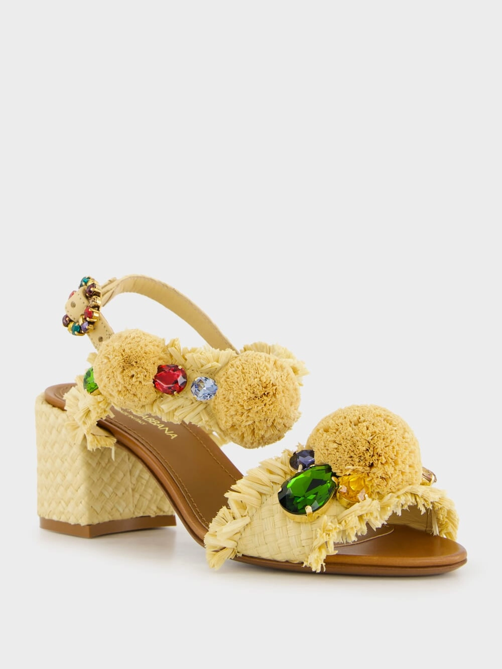 Embroidered Raffia Sandals