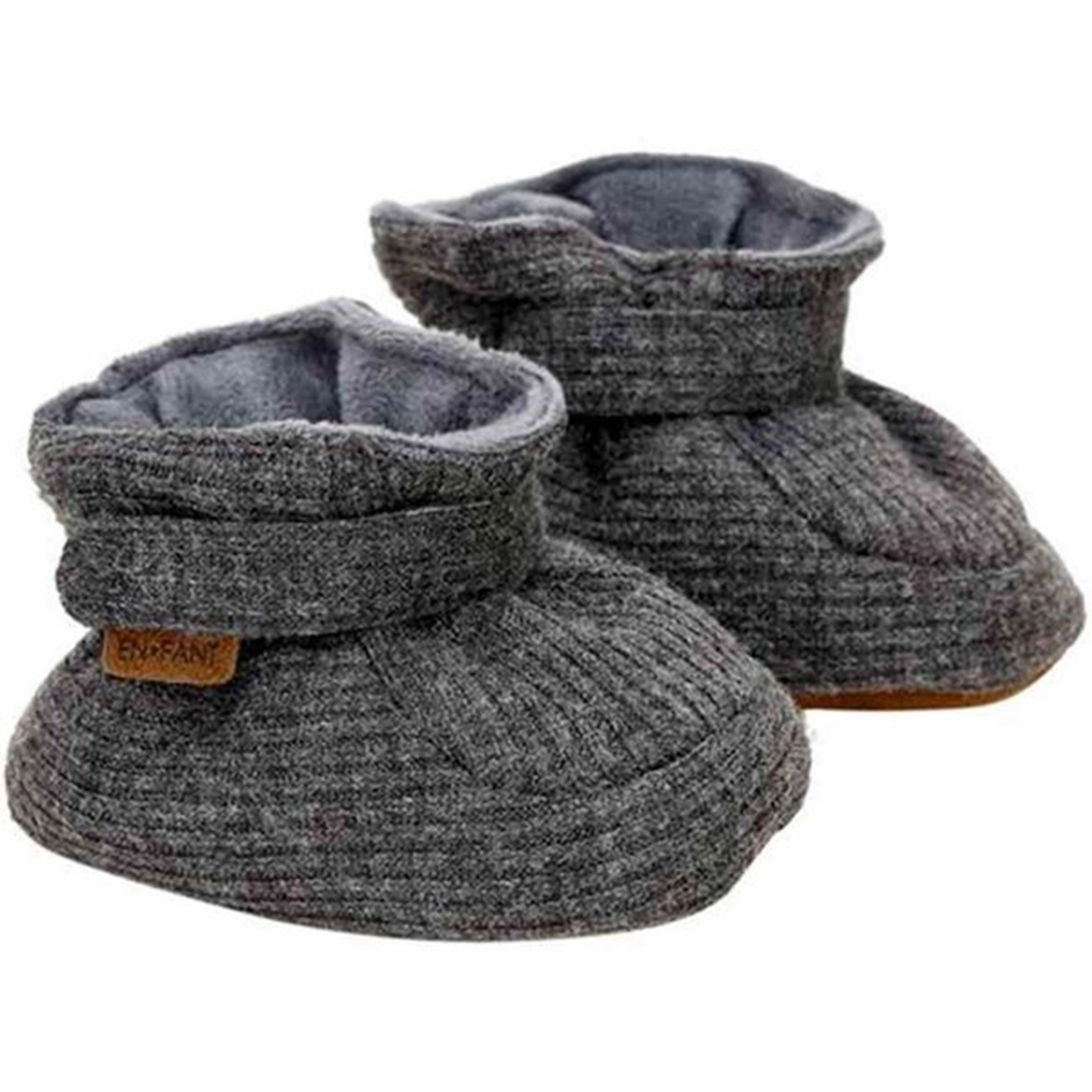 En Fant Baby Slippers Dark Grey Melange House Slippers for Kids on sale