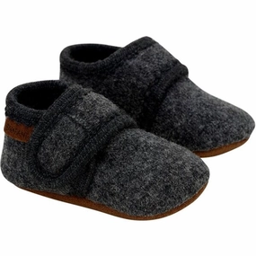 En Fant Baby Wool Slippers Dark Grey Melange Wool Slippers Kids clearance