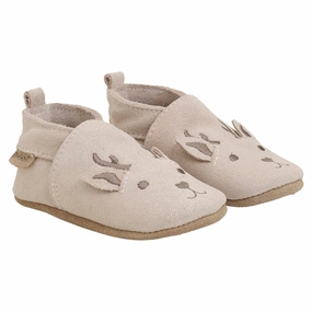 En Fant Burnished Lilac leather booties w. Animal motif House Slippers for Kids on sale