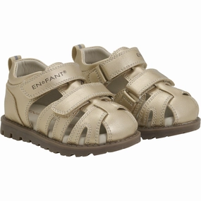 En Fant Champagne Beige Sandal Velcro Kids Closed Toe Sandals promo