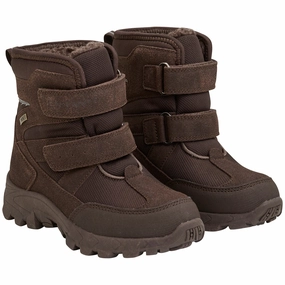En Fant Chocolate Brown Winter Boots Velcro TEX Cheap Kids Winter Footwear