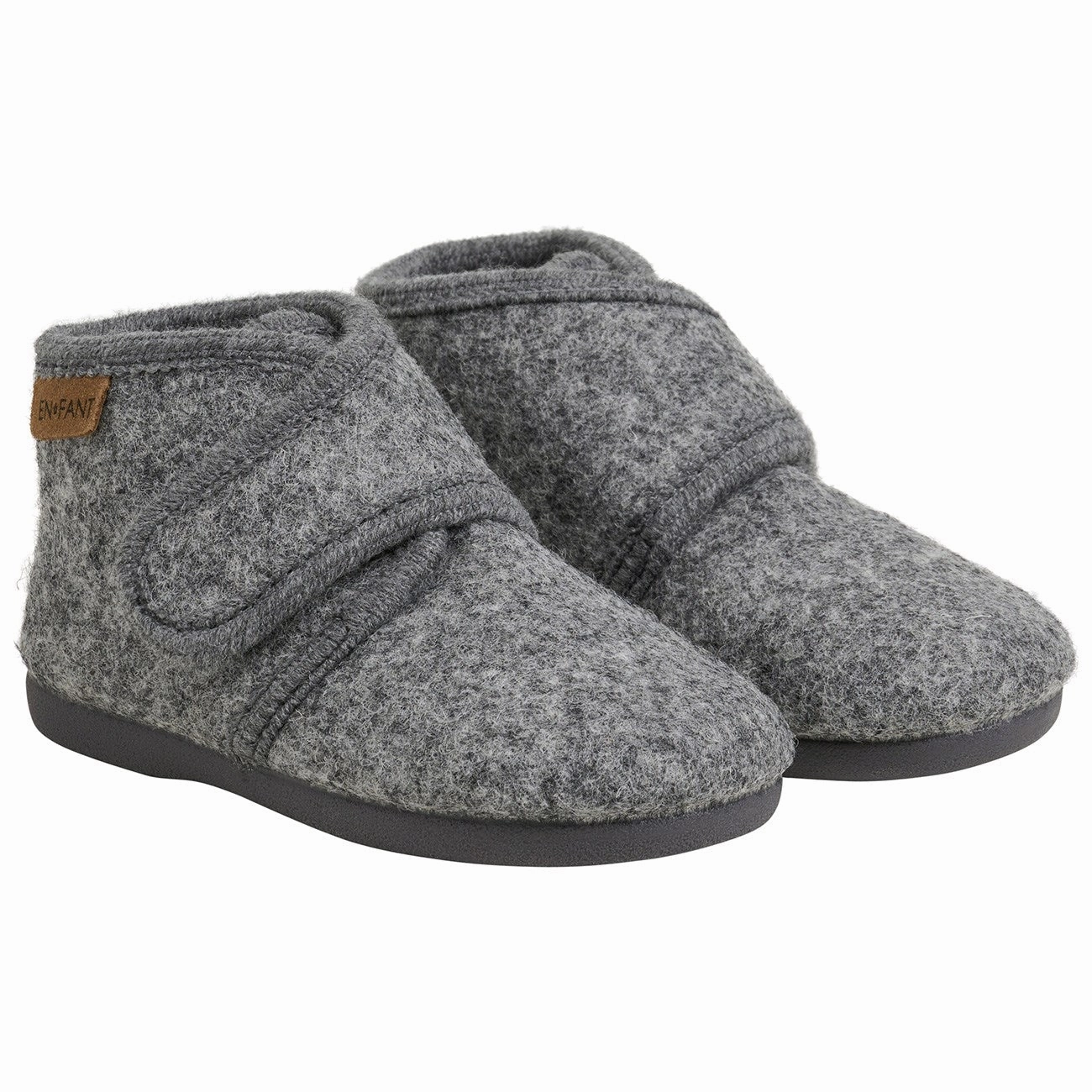 En Fant Dark Gray Melange Wool Booties Velcro Wool Slippers Kids clearance