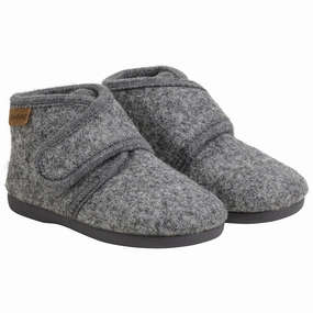 En Fant Dark Gray Melange Wool Booties Velcro Wool Slippers Kids clearance