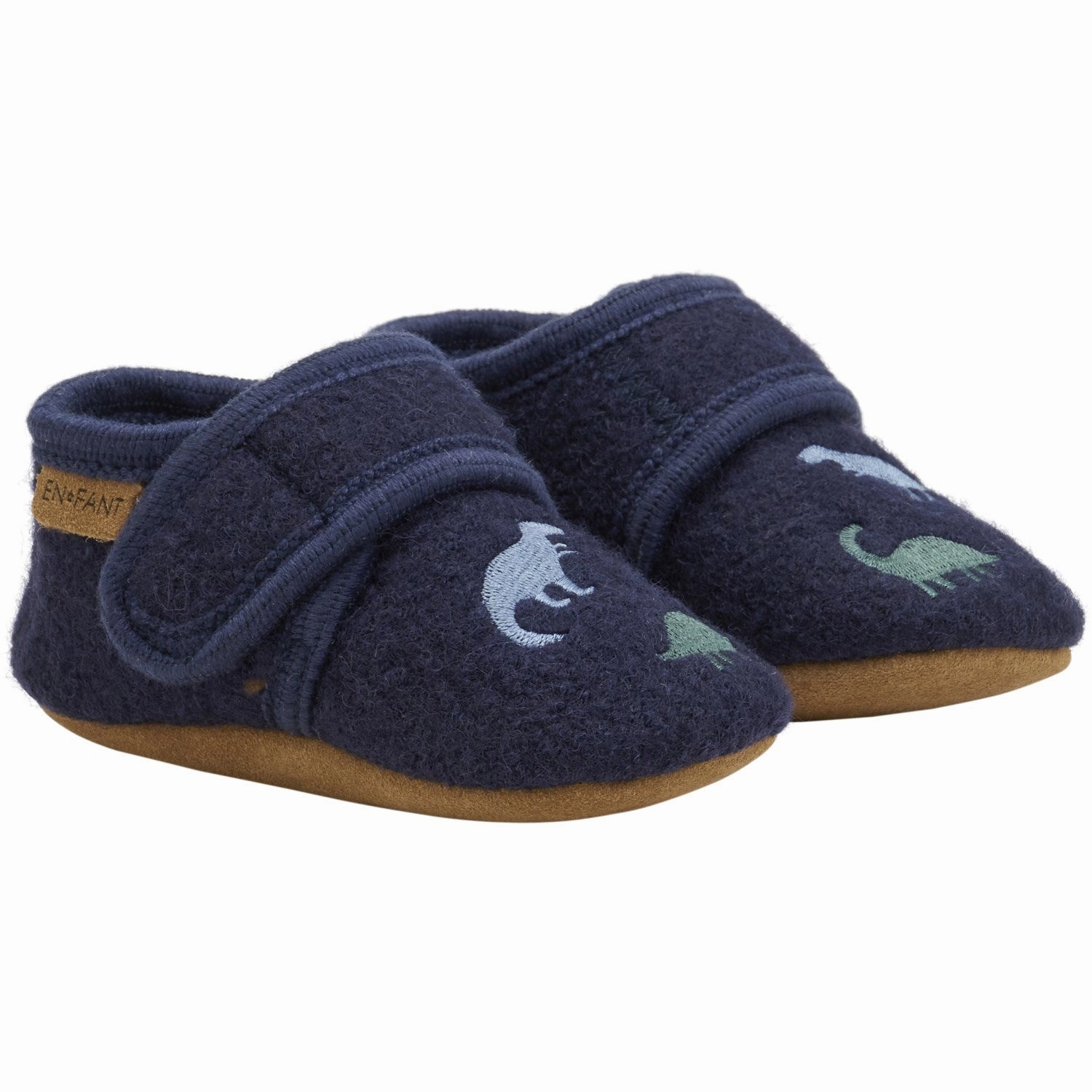 En Fant Navy Wool Slippers With Embroidery Wool Slippers Kids clearance