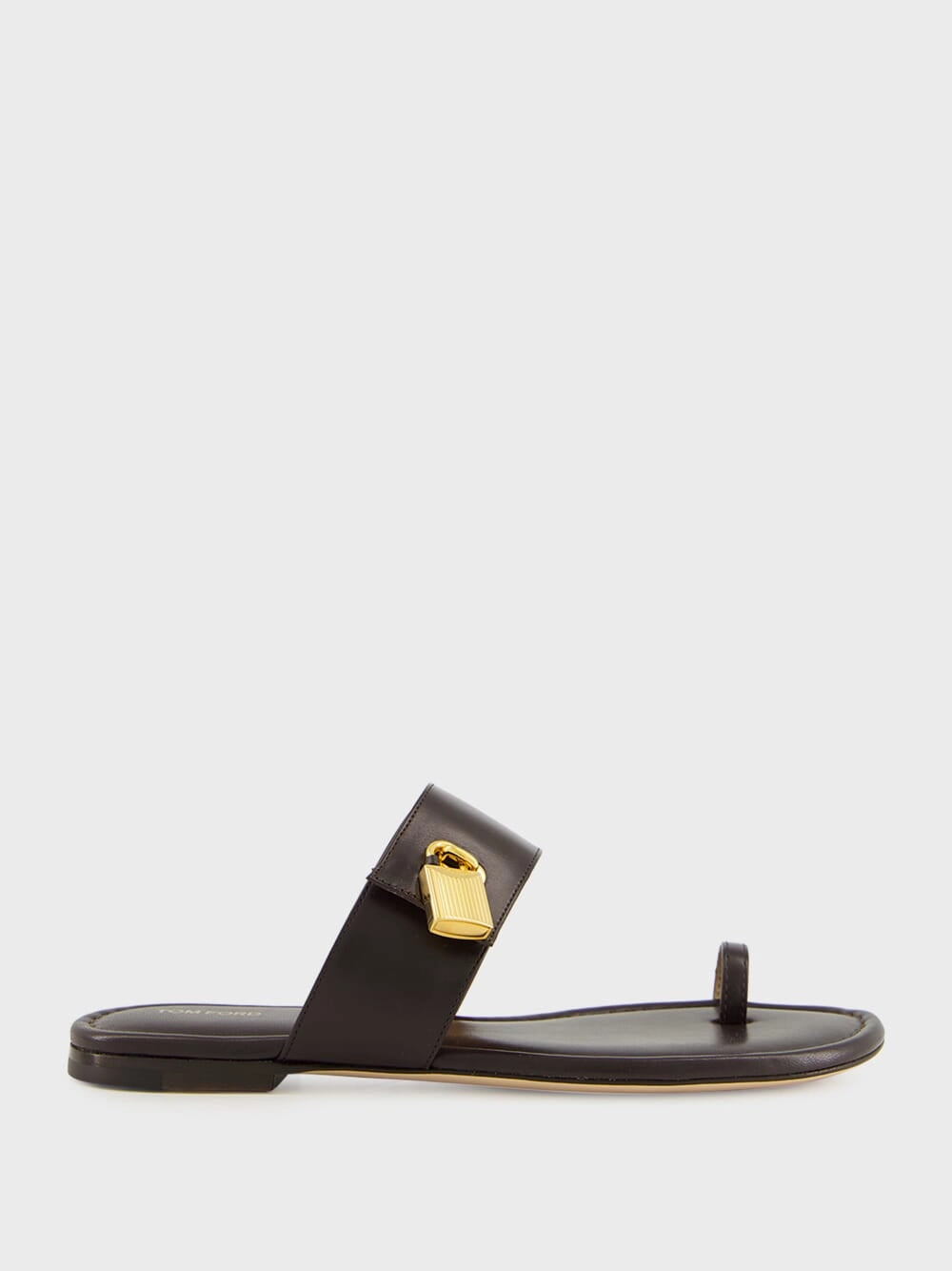 Espresso Flat Leather Sandals Womens Sandals mega clearance