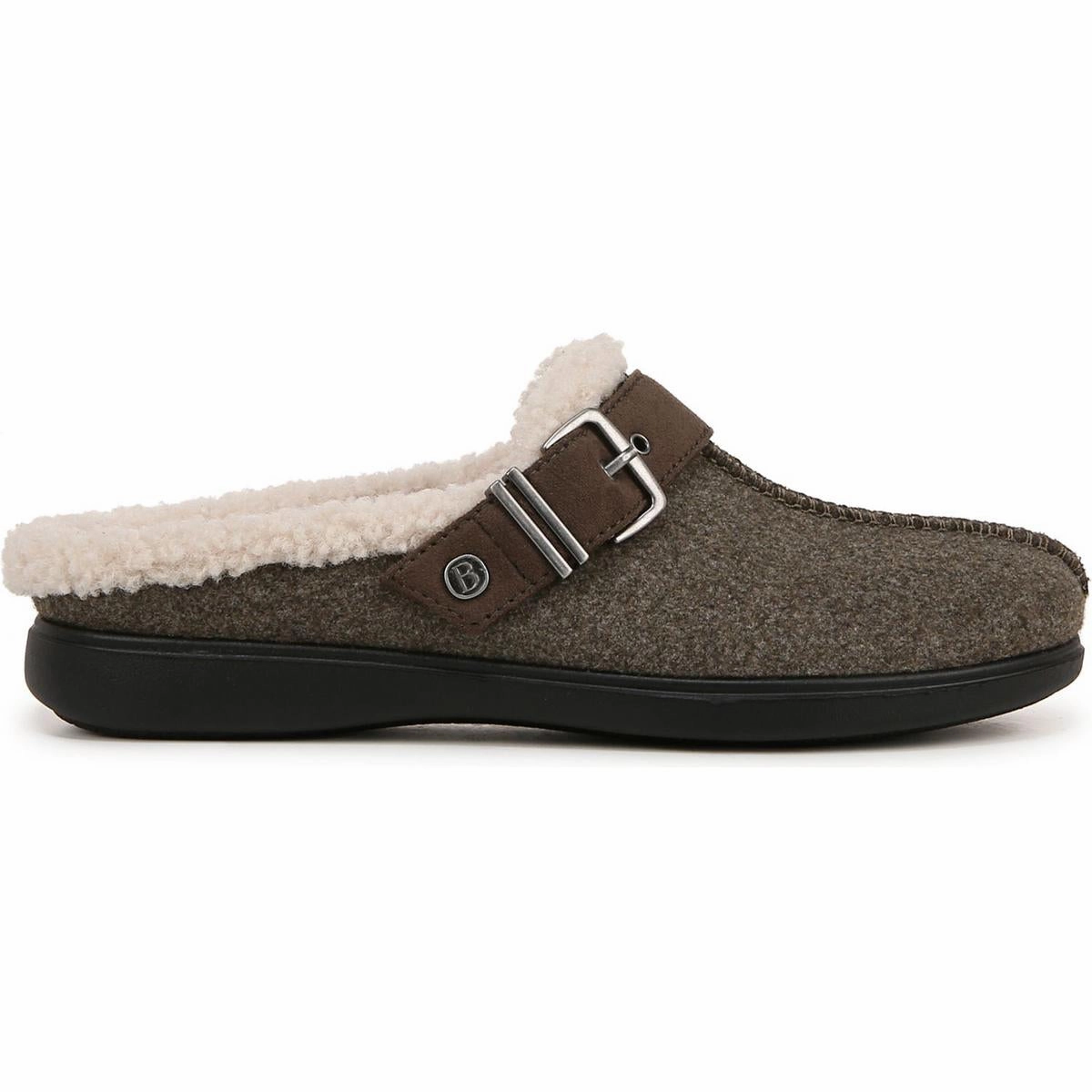 Eternity Womens Buckle Faux Fur Slide Slippers
