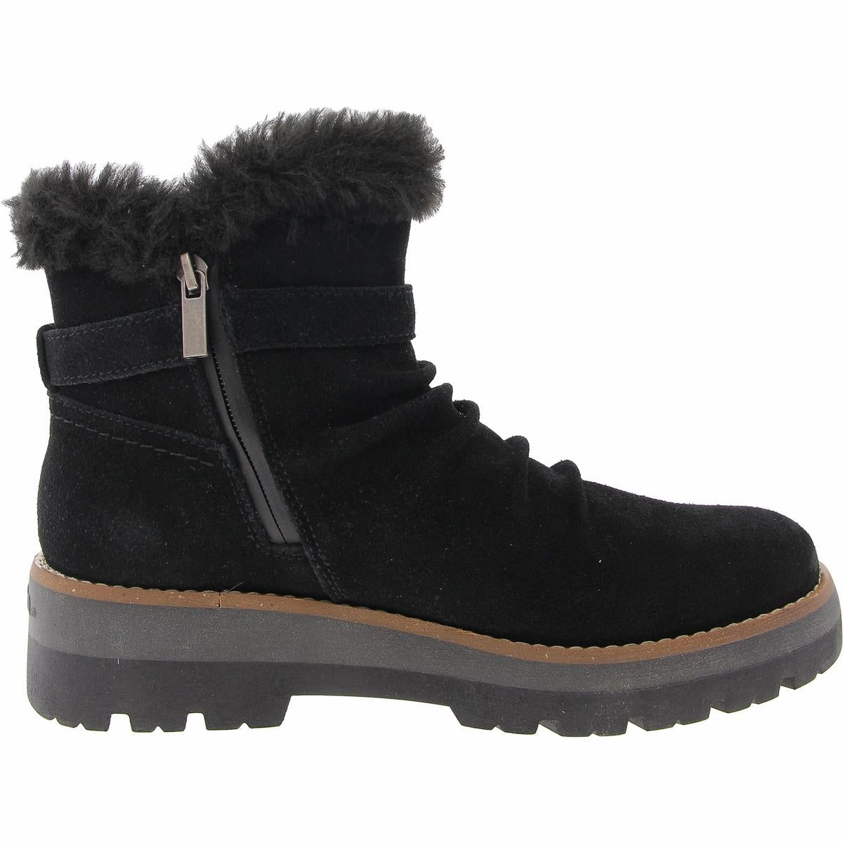 ETYARA Womens Faux Fur Lined Leather Shearling Boots