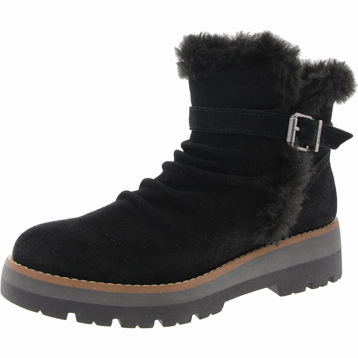 ETYARA Womens Faux Fur Lined Leather Shearling Boots