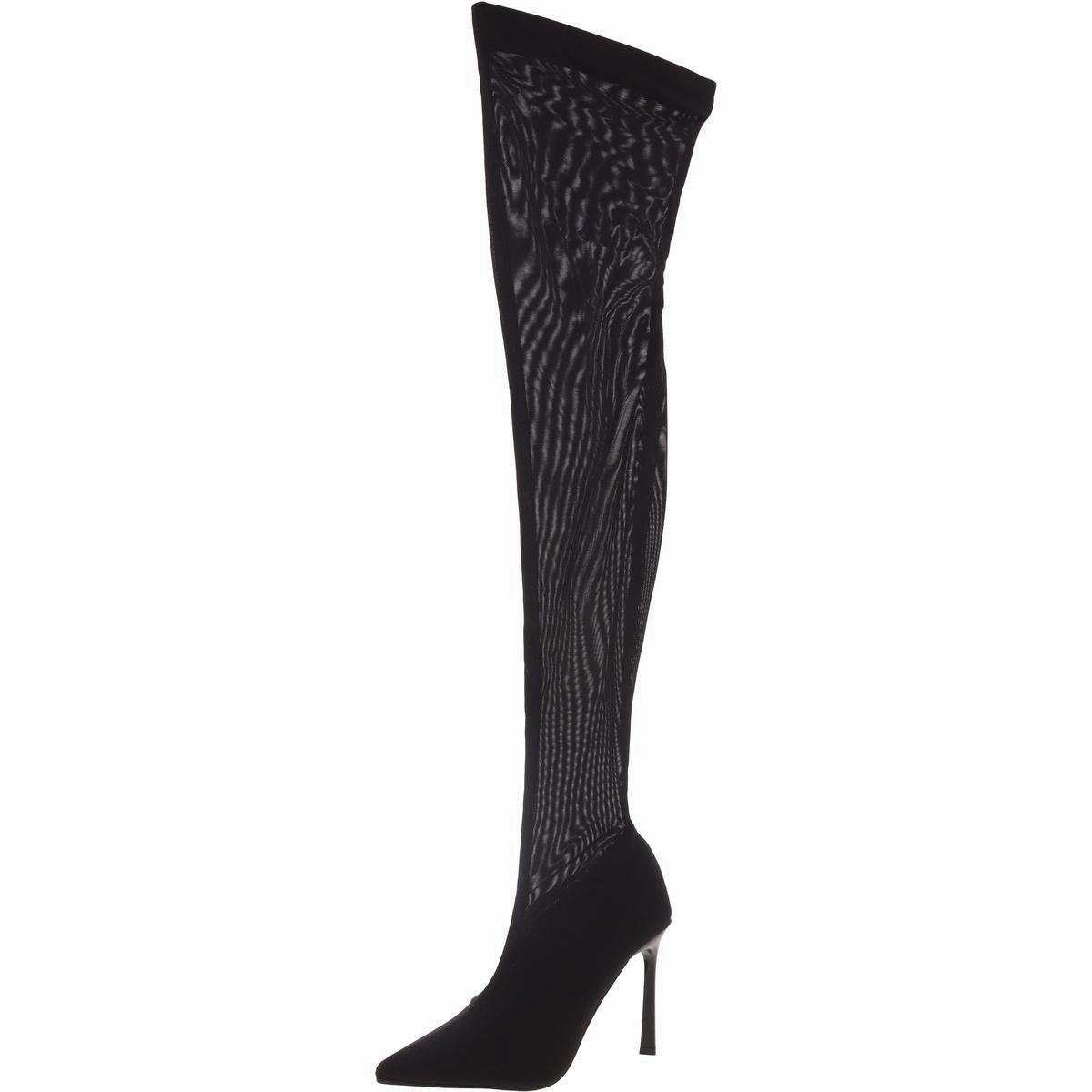 Evie Womens Sheer Pointed Toe Over-The-Knee Boots