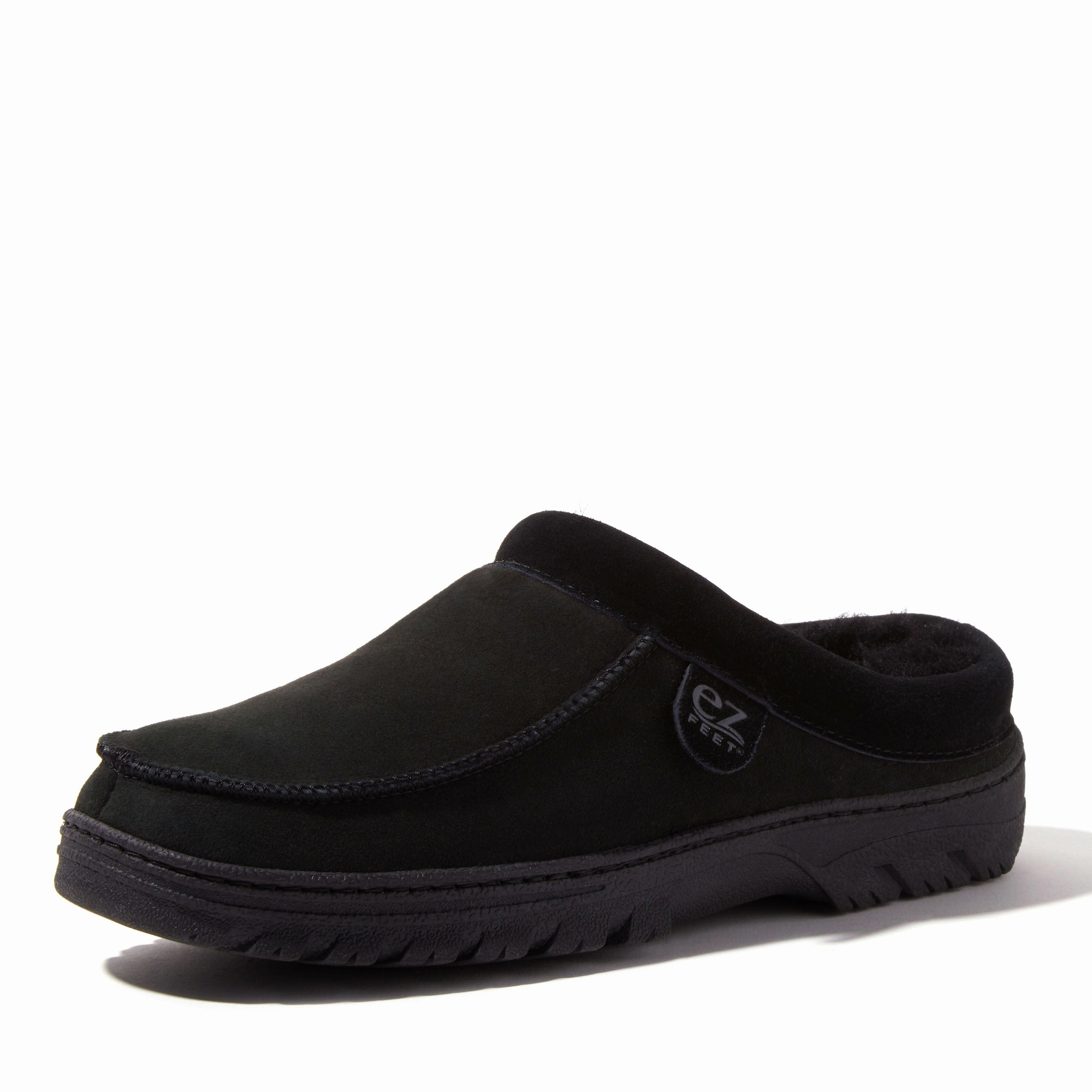 EZ Feet Men's Genuine Shearling Moccasin Toe Clog Slipper