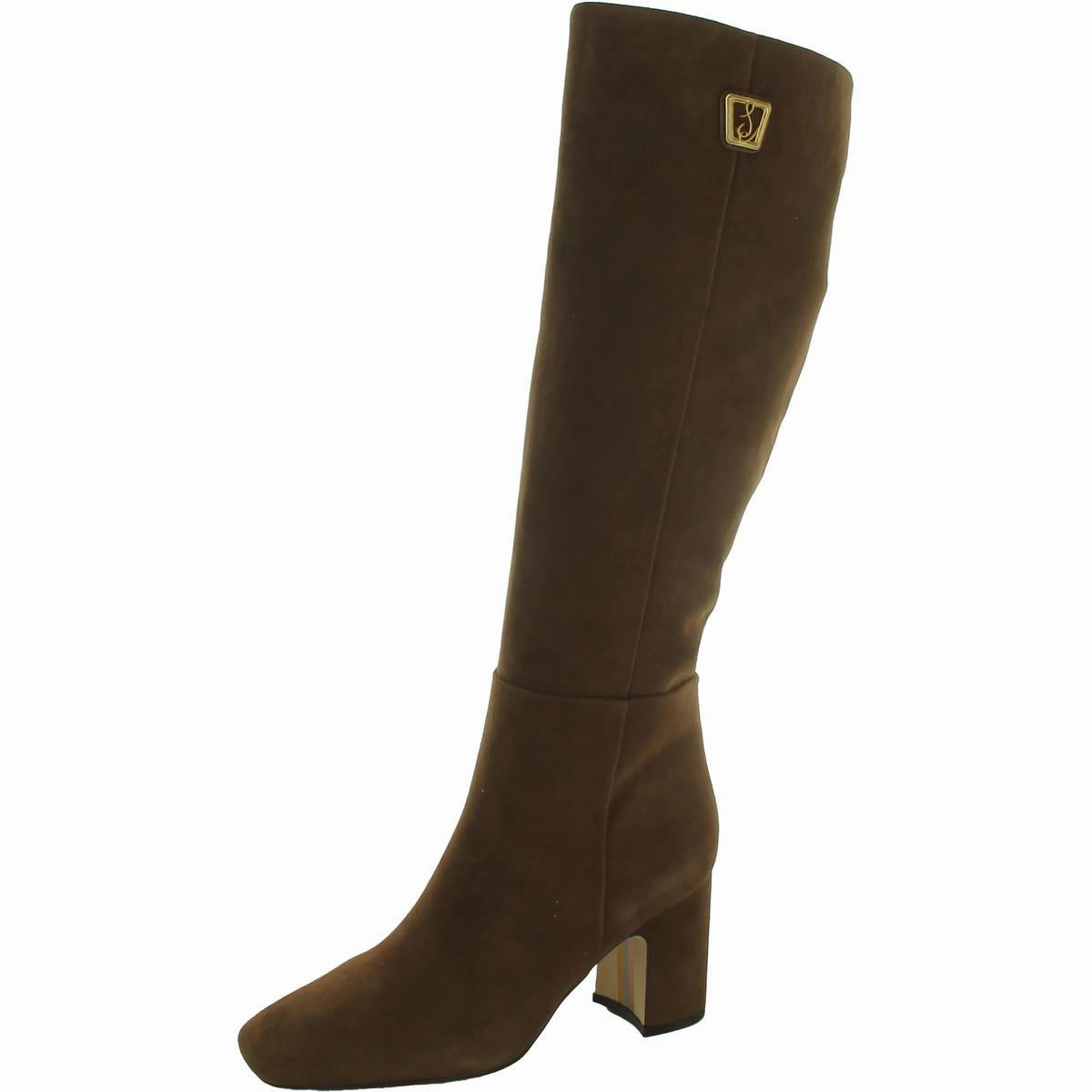 Faren Womens Leather Square Toe Knee-High Boots