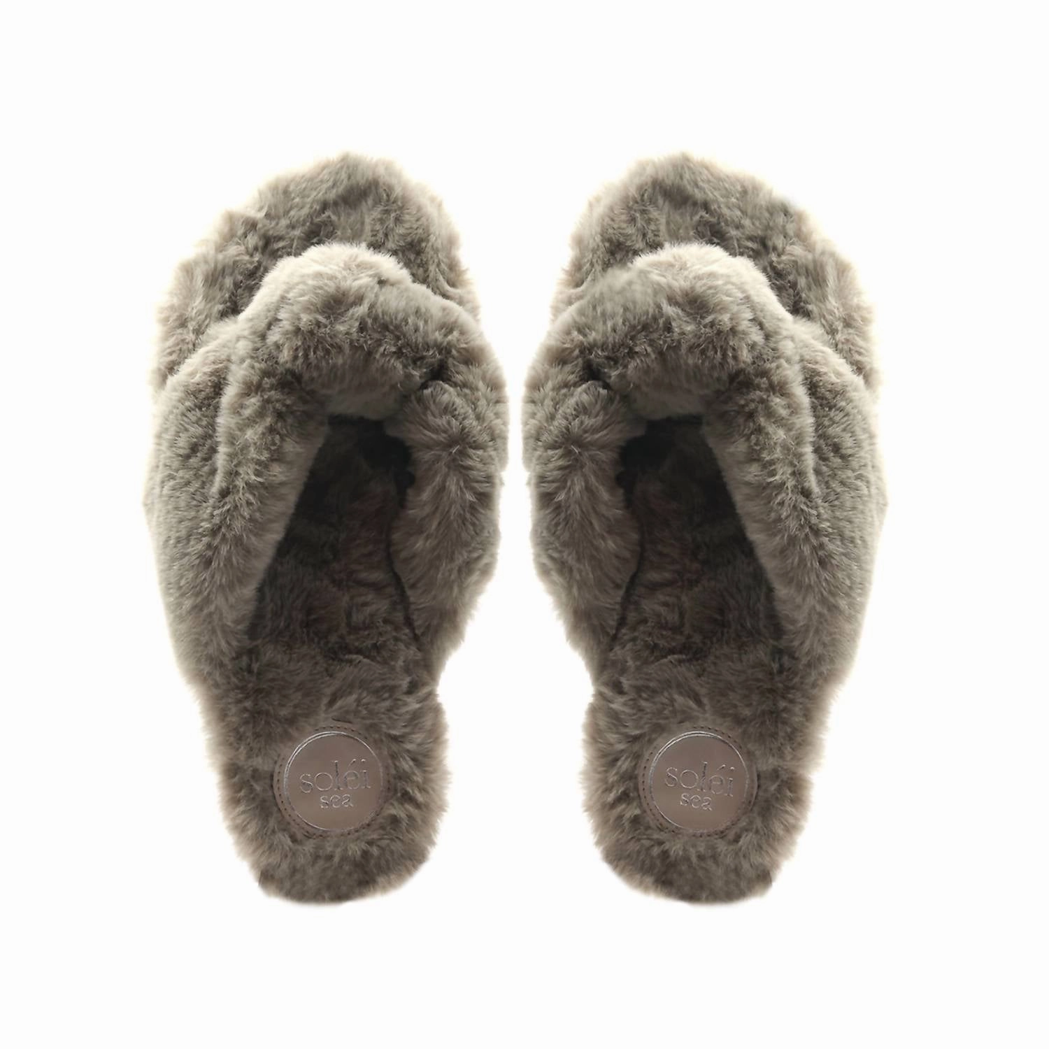 Faux Fur Flip Flop In Sable (Izzie)