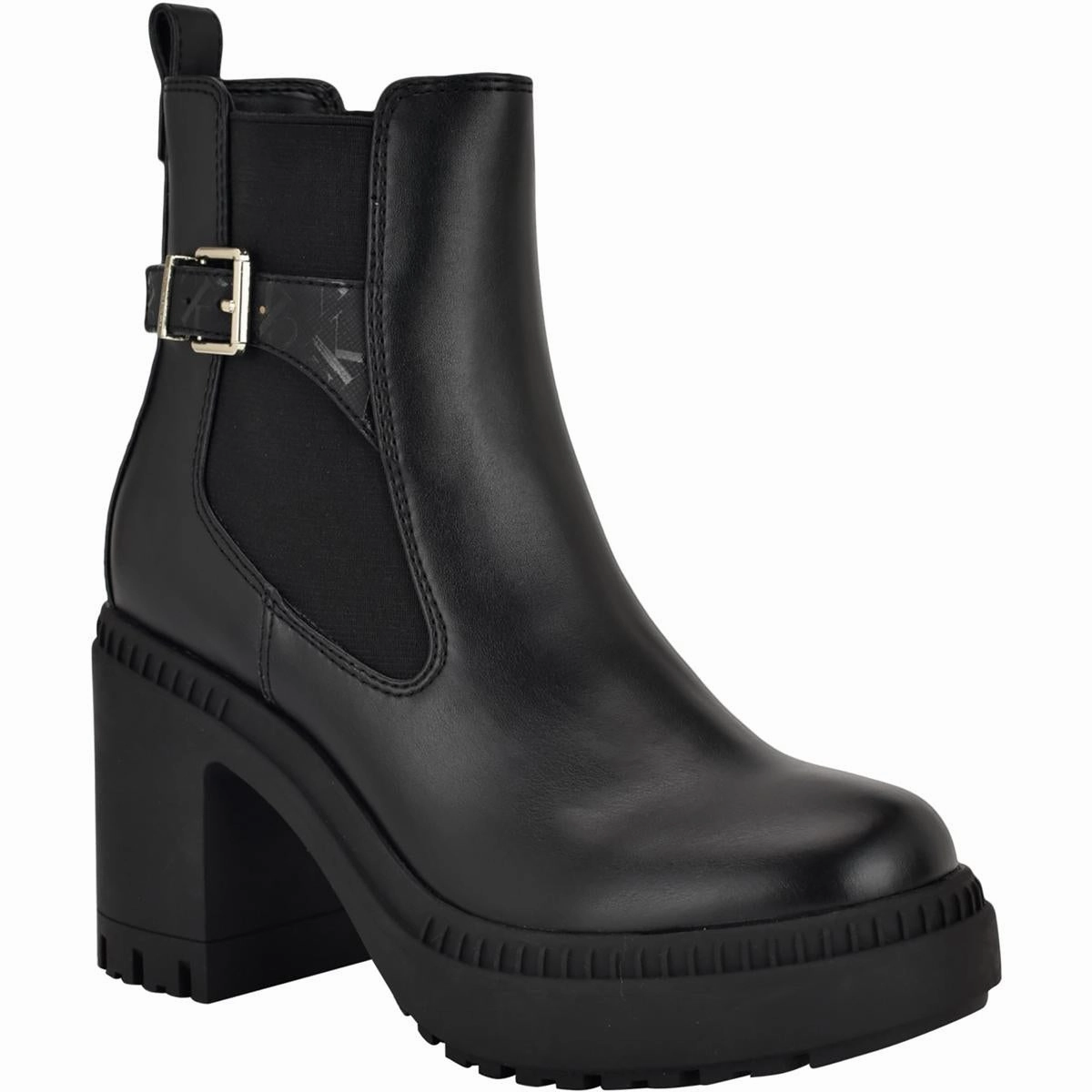 Fayth Womens Stretch Faux Leather Ankle Boots