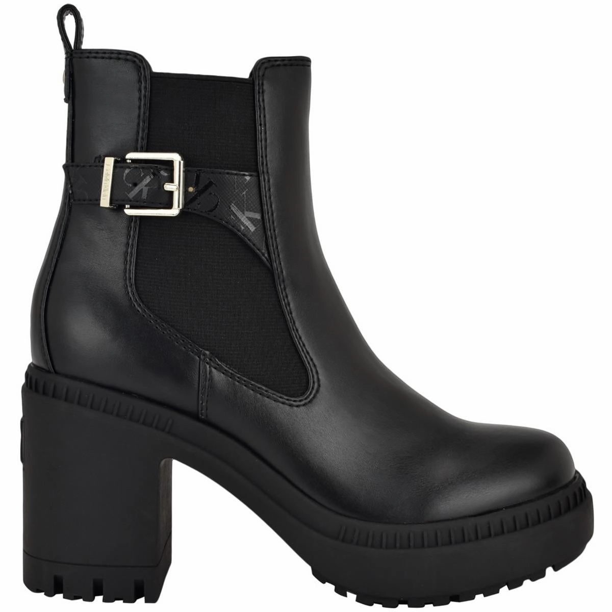 Fayth Womens Stretch Faux Leather Ankle Boots