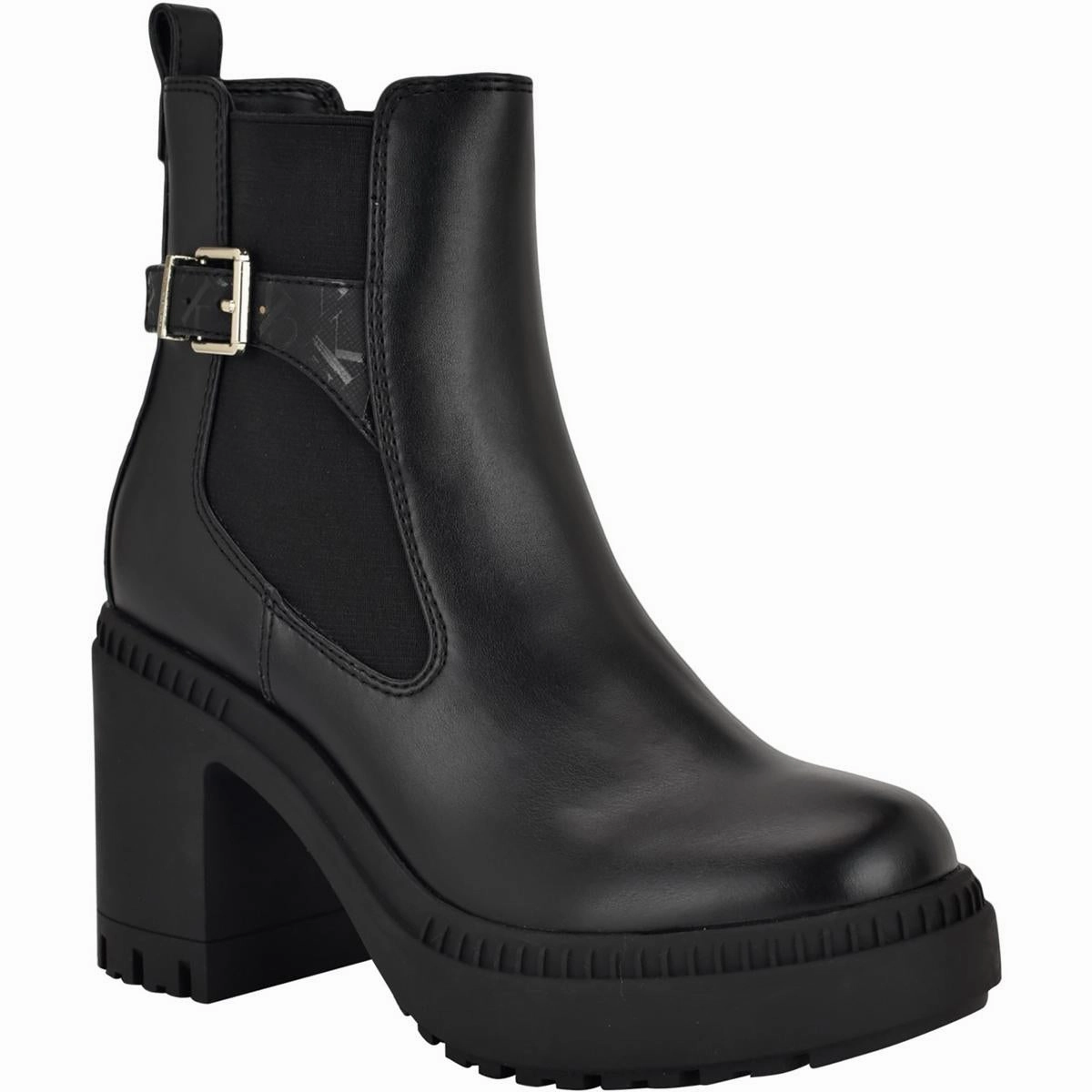 Fayth Womens Stretch Faux Leather Ankle Boots