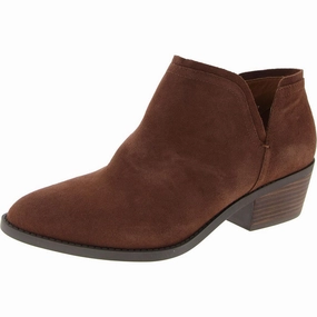 Ferolia Womens Suede Almond Toe Ankle Boots Womens Casual Boots clearance