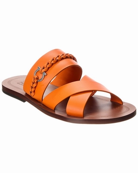 Ferragamo Giotto Leather Sandal Discount Mens Beach Sandals