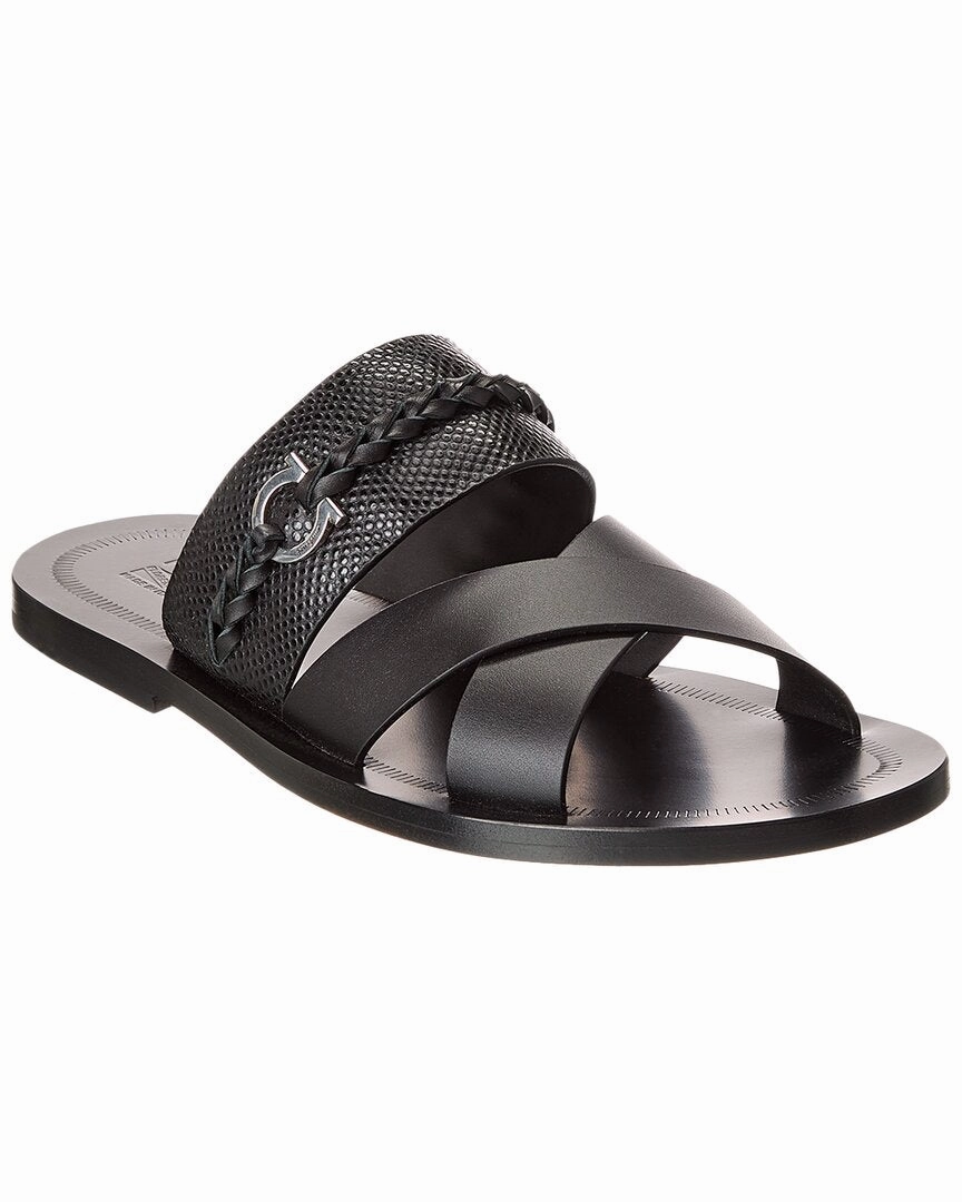 Ferragamo Giotto Leather Sandal Discount Mens Beach Sandals