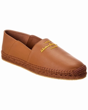 Ferragamo Gus Leather Espadrille Discount Mens Beach Sandals