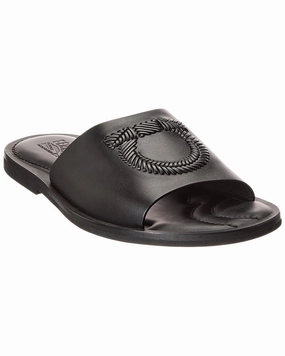 Ferragamo Lionel Leather Slide Mens Sandals outlet deals
