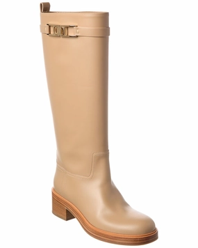 Ferragamo Vara Chain Leather Knee-High Boot Womens Boots sale online