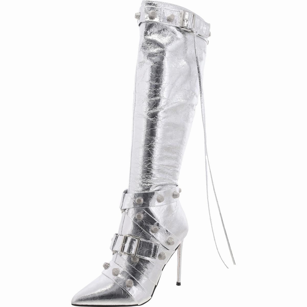 Fink Womens Faux Leather Embellished Knee-High Boots Womens Boots sale online
