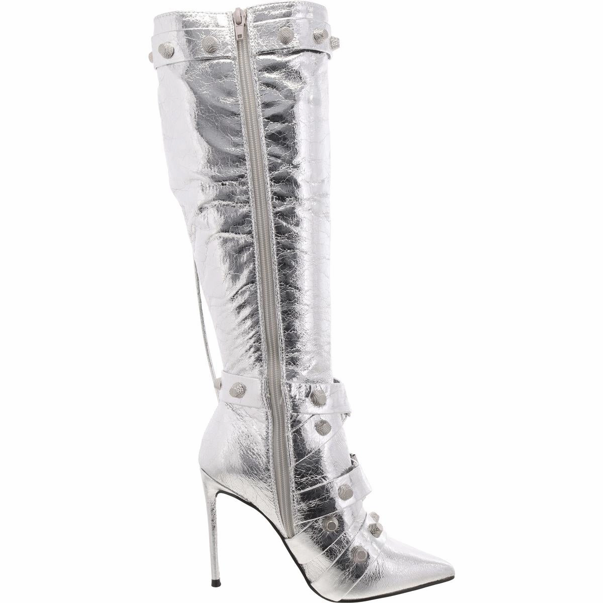 Fink Womens Faux Leather Embellished Knee-High Boots