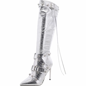 Fink Womens Faux Leather Embellished Knee-High Boots Womens Boots sale online