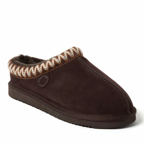Fireside by Dearfoams Men's Grafton Genuine Shearling Clog Slipper with Taping Mens Slippers clearance sale