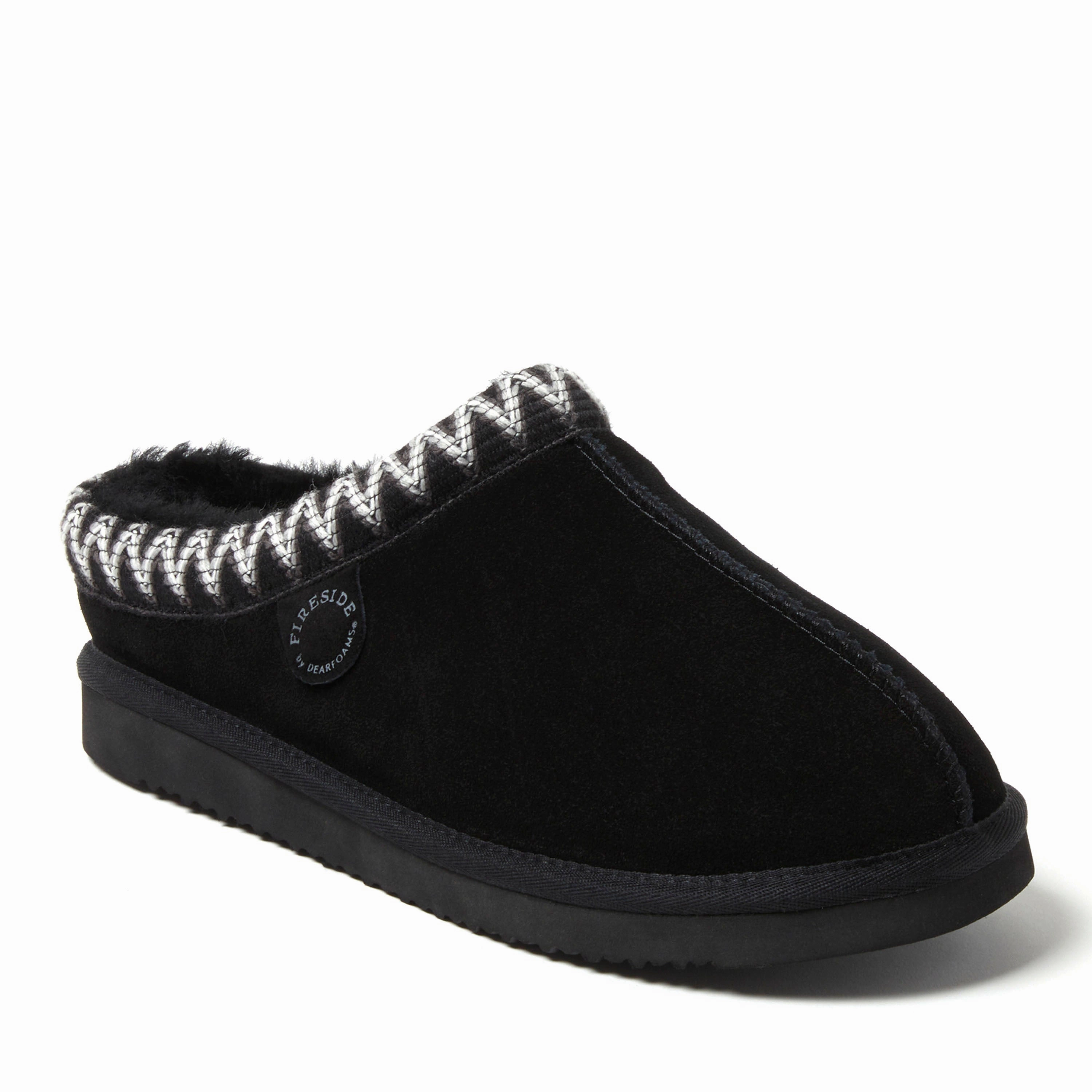 Fireside by Dearfoams Men's Grafton Genuine Shearling Clog Slipper with Taping