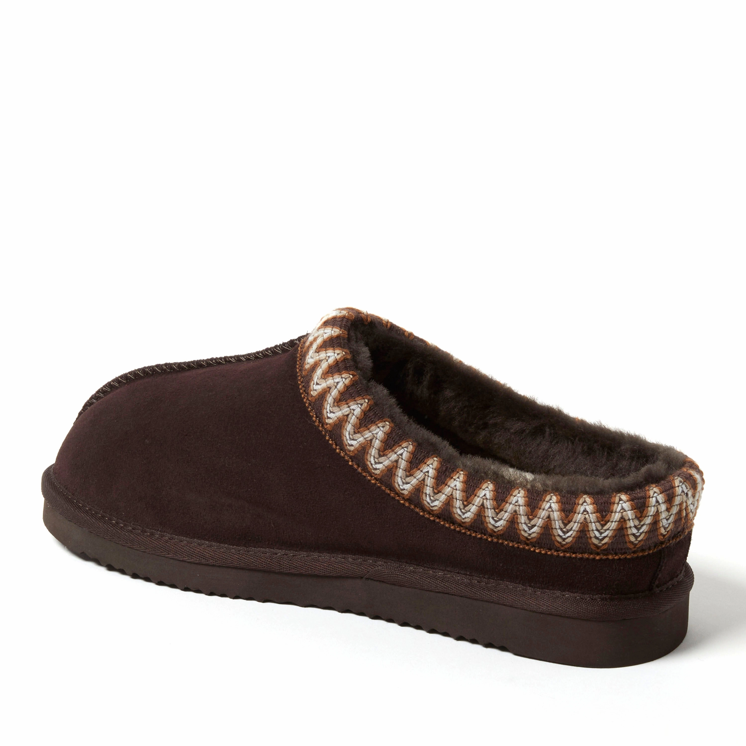 Fireside by Dearfoams Men's Grafton Genuine Shearling Clog Slipper with Taping