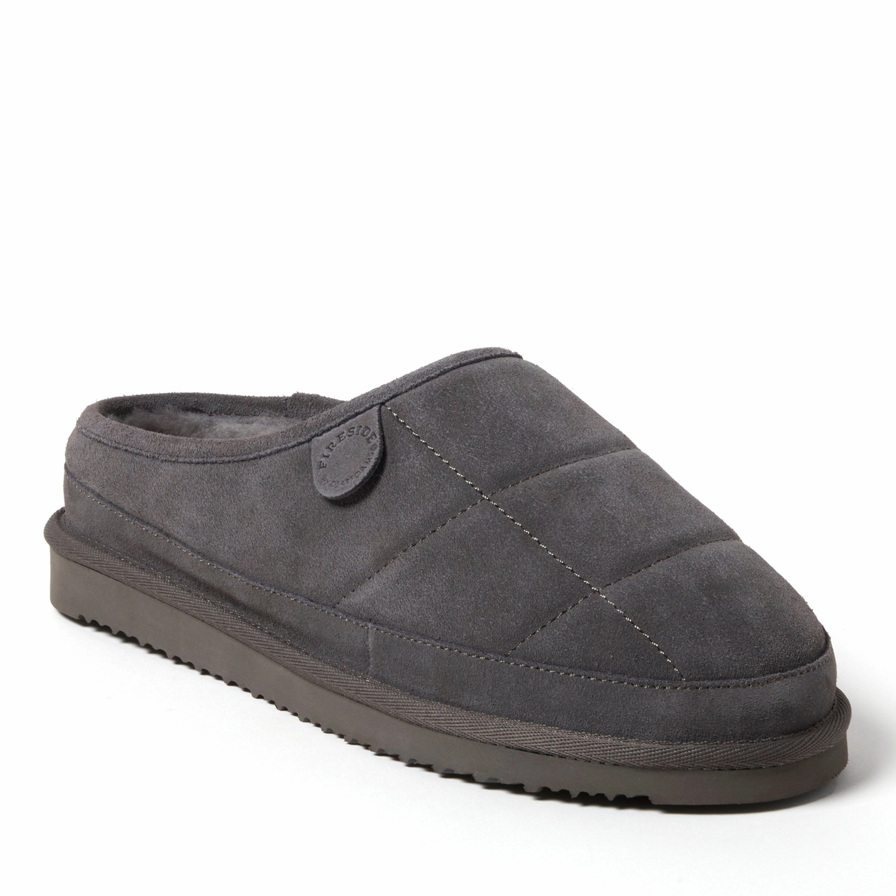 Fireside by Dearfoams Men's Grafton Quilted Genuine Shearling Clog Slipper Mens Slippers clearance sale