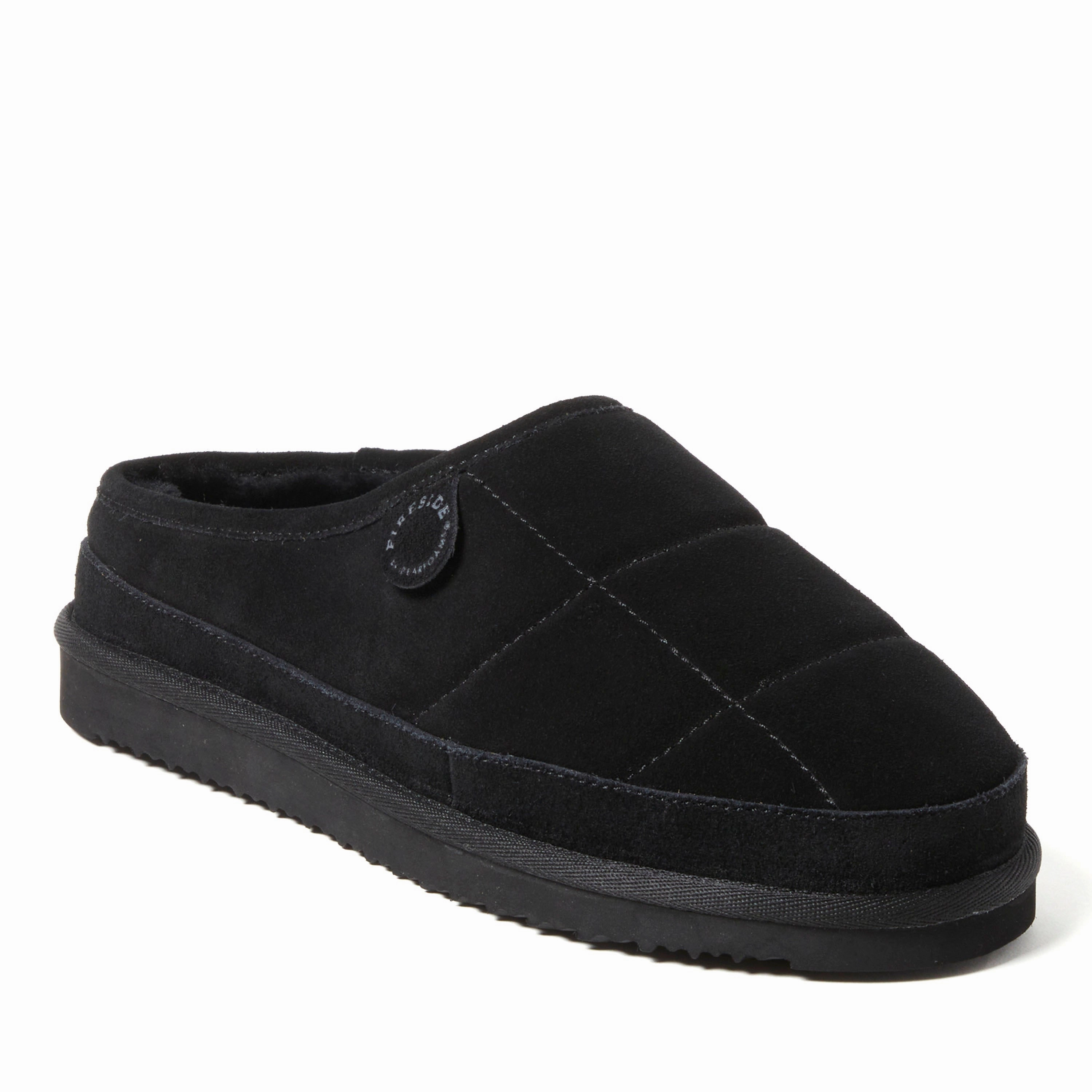 Fireside by Dearfoams Men's Grafton Quilted Genuine Shearling Clog Slipper