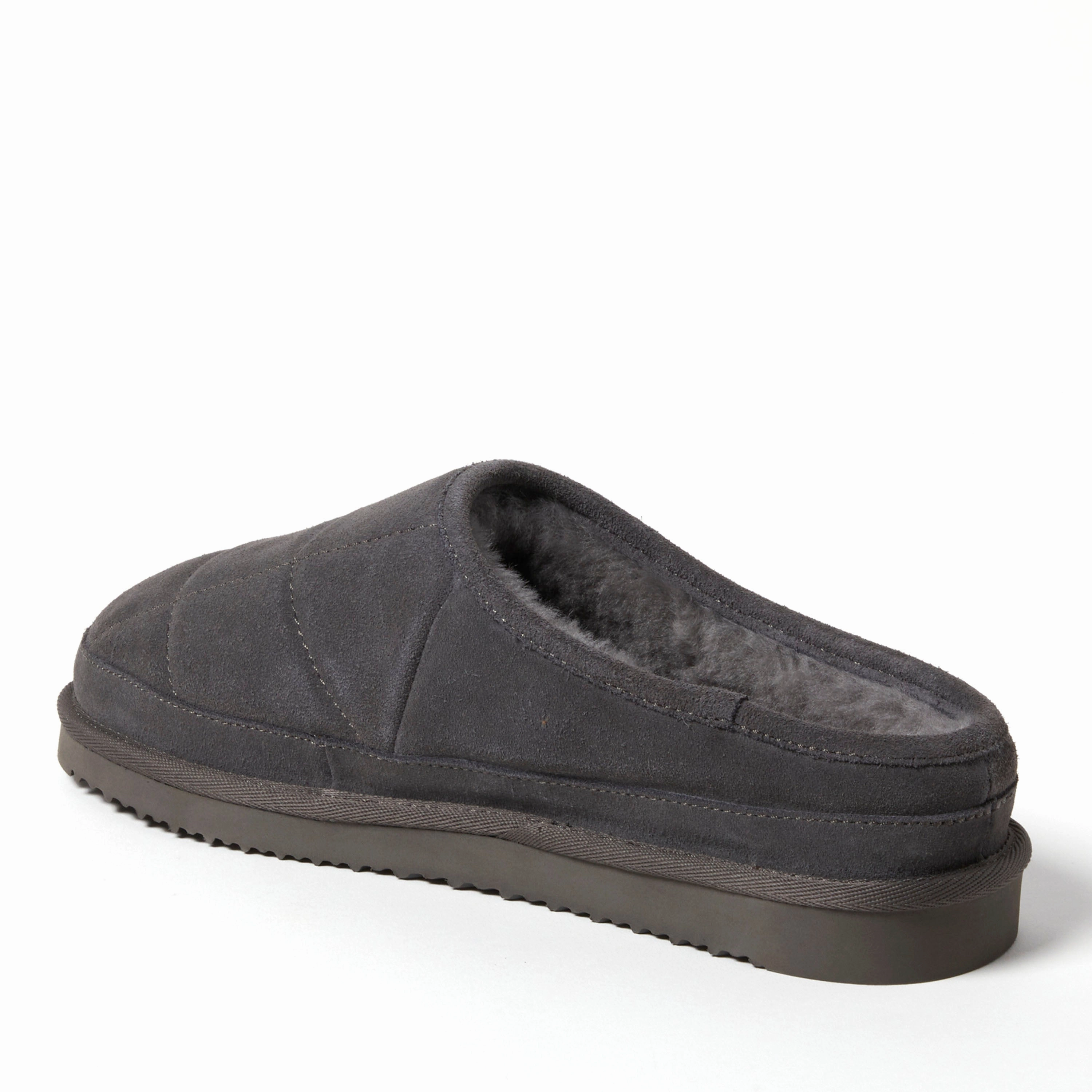 Fireside by Dearfoams Men's Grafton Quilted Genuine Shearling Clog Slipper