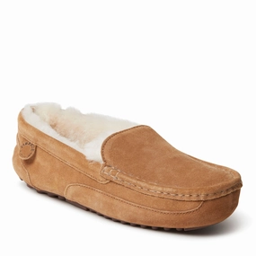 Fireside By Dearfoams Men's Melbourne Genuine Shearling Moccasin Mens Slippers clearance sale