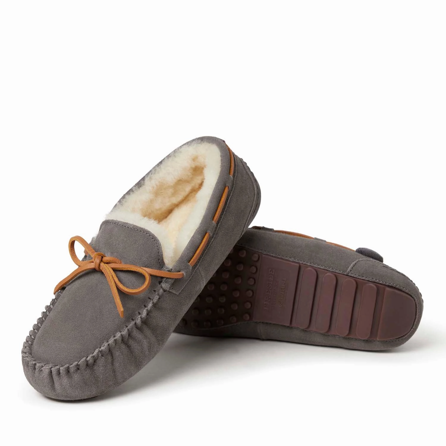 Fireside By Dearfoams Men's Victor Genuine Shearling Moccasin with Tie