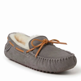 Fireside By Dearfoams Men's Victor Genuine Shearling Moccasin with Tie Mens Slippers clearance sale