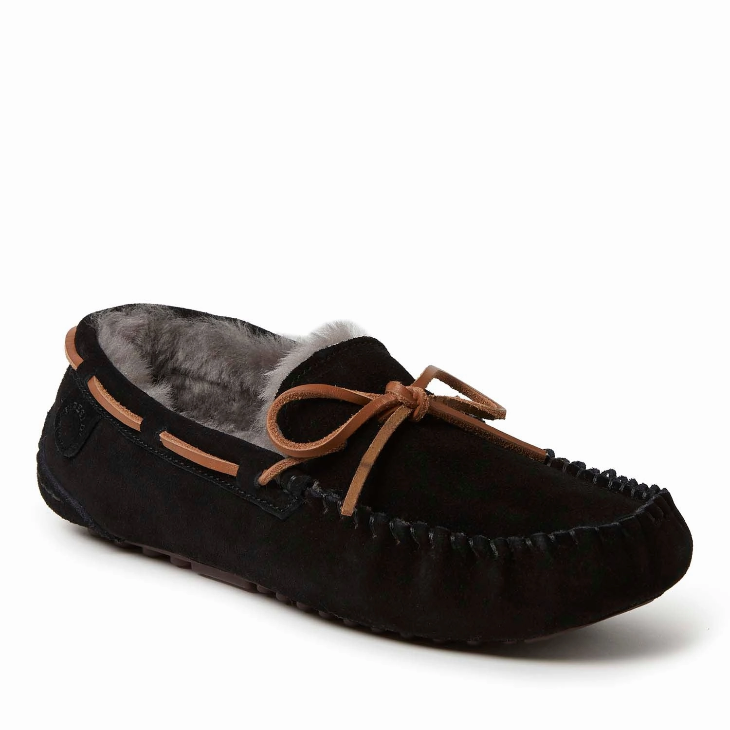 Fireside By Dearfoams Men's Victor Genuine Shearling Moccasin with Tie