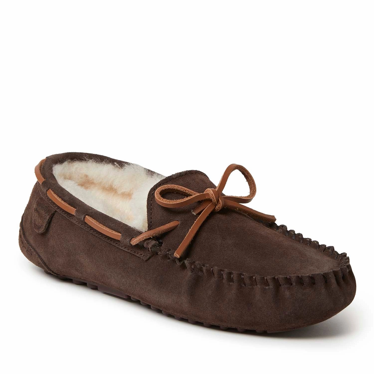 Fireside By Dearfoams Men's Victor Genuine Shearling Moccasin with Tie