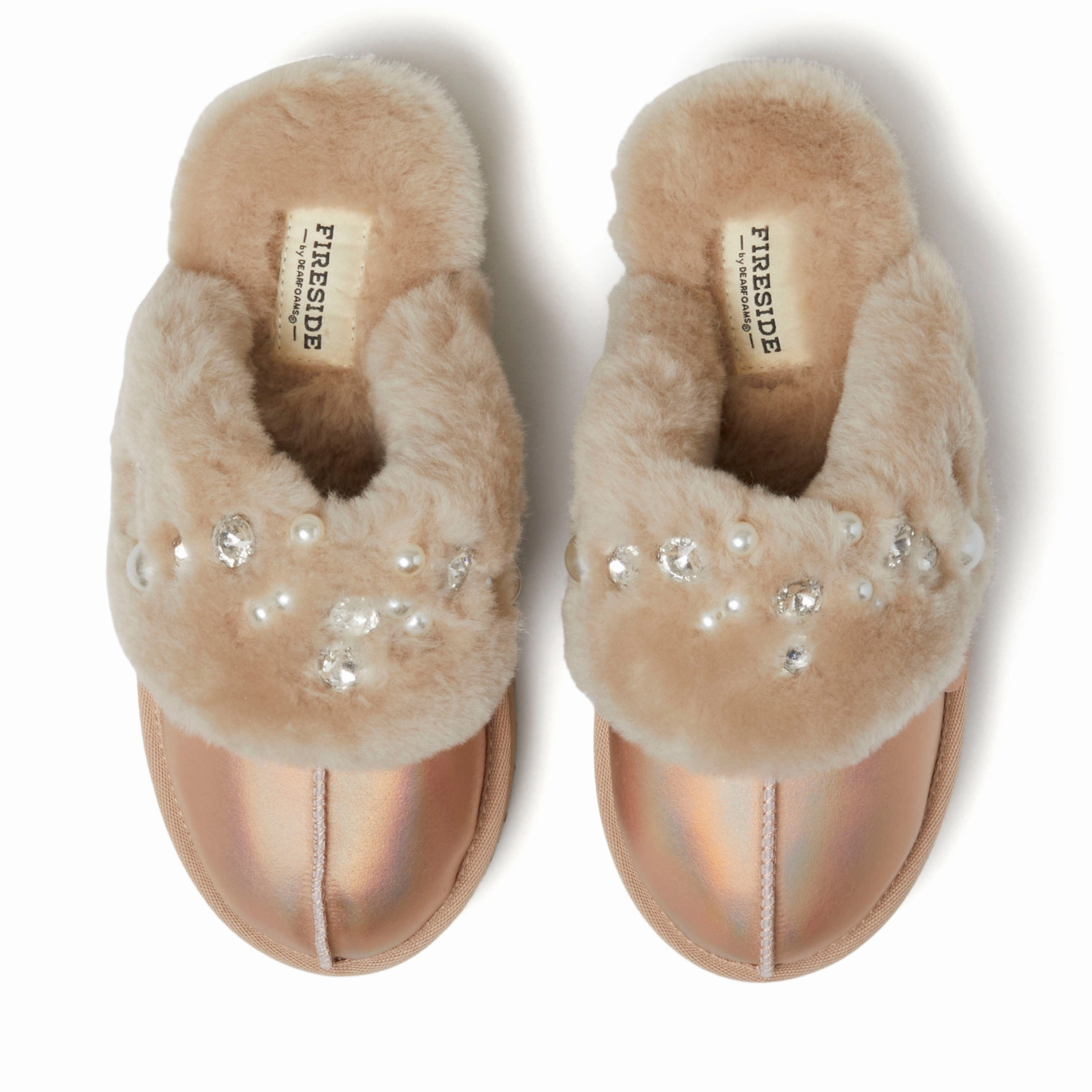 Fireside by Dearfoams Women's Ballina Genuine Shearling Platform Scuff Slipper
