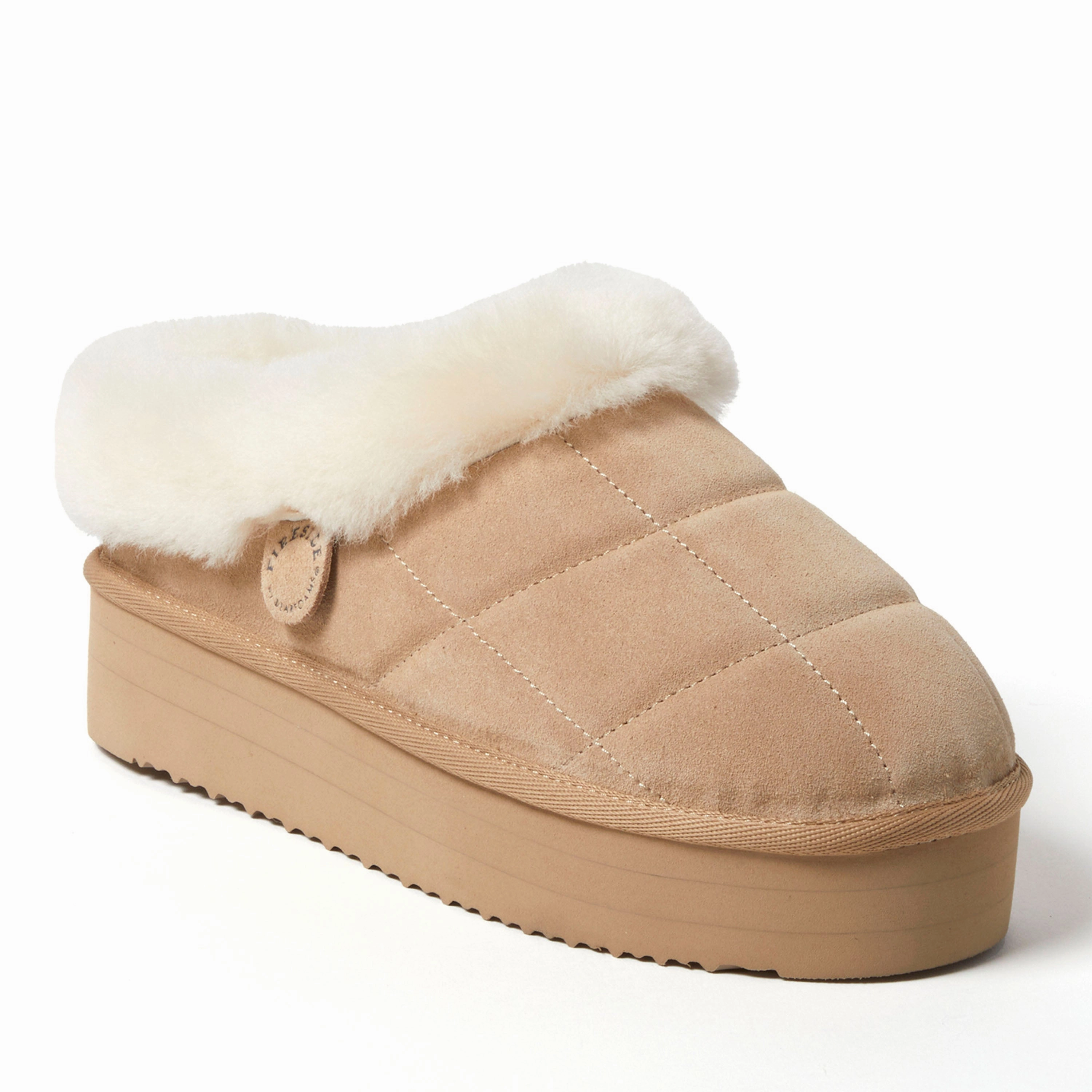 Fireside by Dearfoams Women's Bendigo Genuine Shearling Quilted Platform Clog