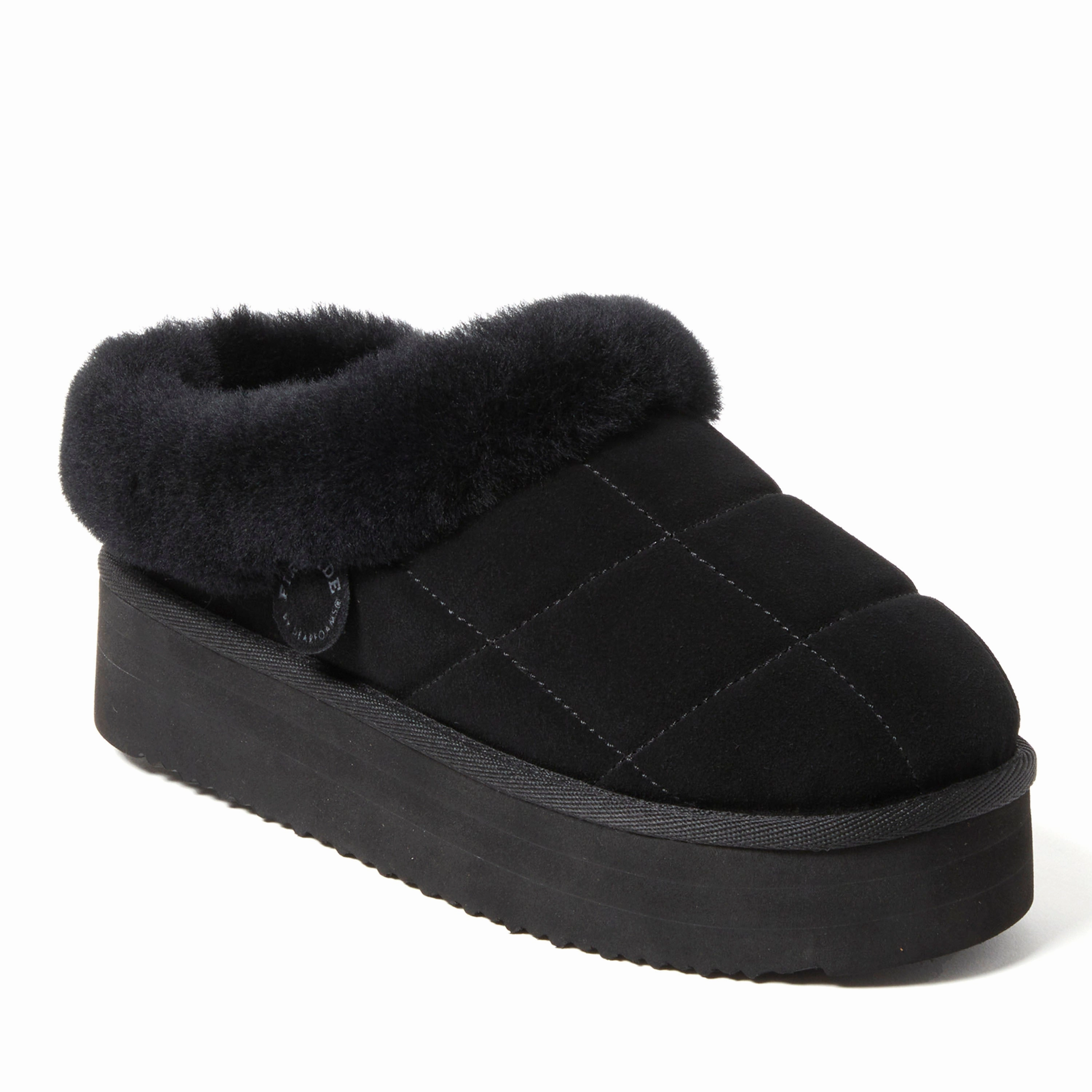 Fireside by Dearfoams Women's Bendigo Genuine Shearling Quilted Platform Clog