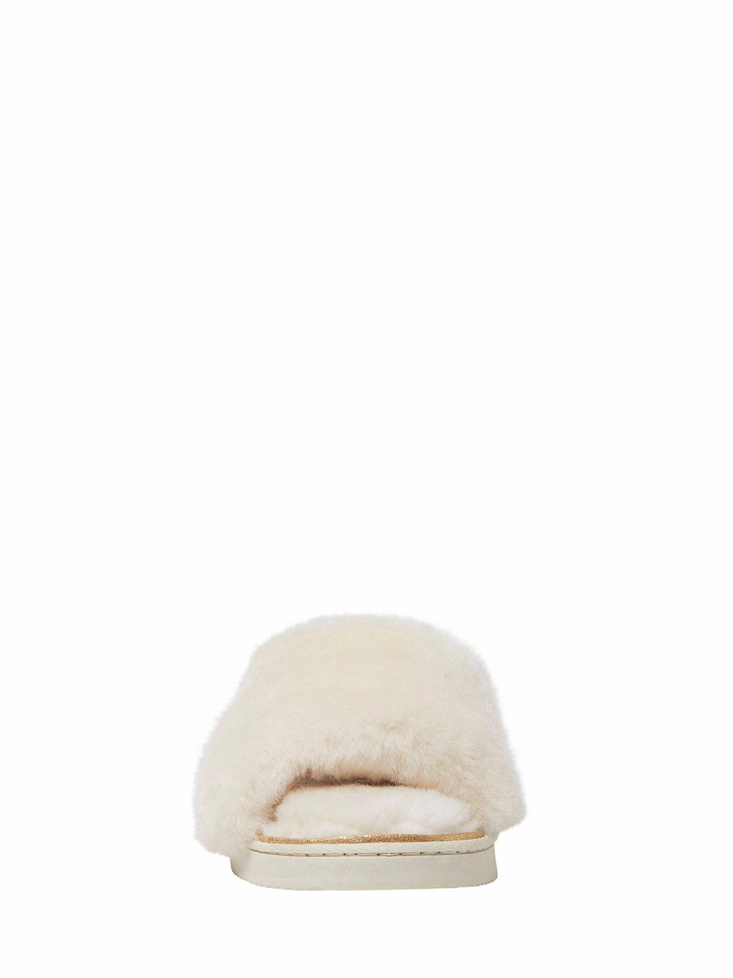 Fireside by Dearfoams Women's Cairns Genuine Shearling Slide with Metallic Trim