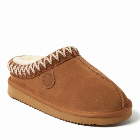 Fireside by Dearfoams Women's Greta Genuine Shearling Clog Slipper with Taping Cozy Womens Slippers discount