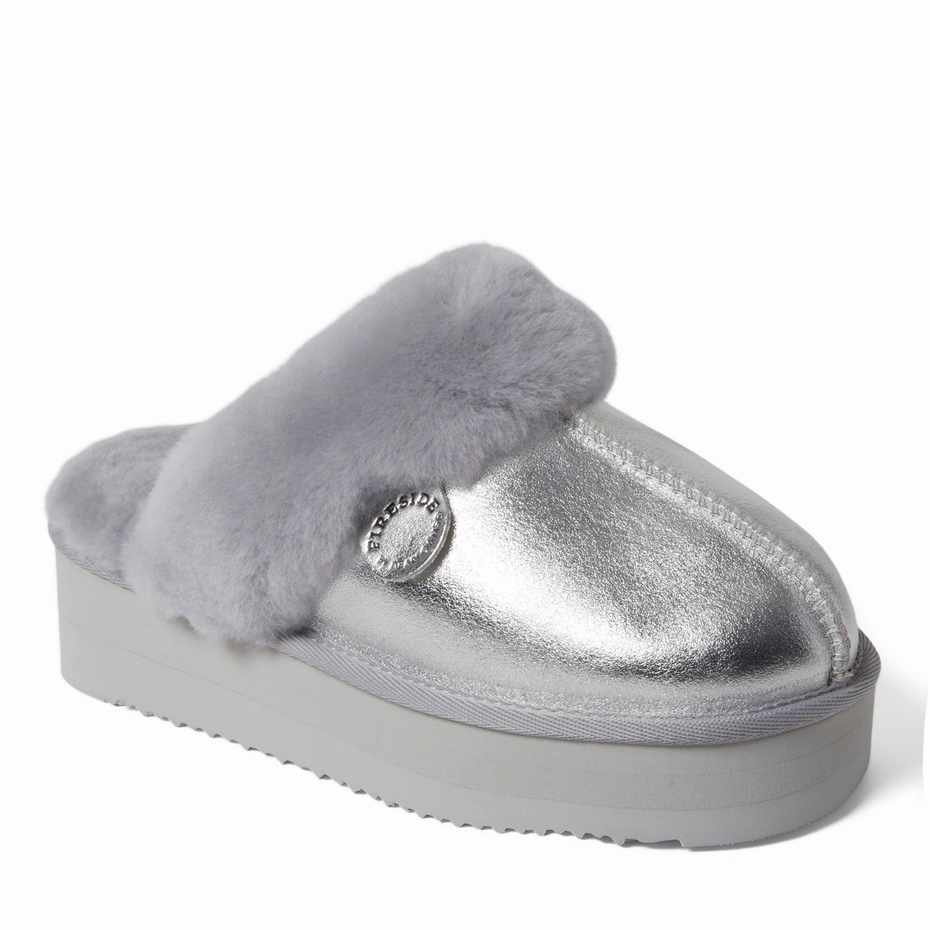 Fireside by Dearfoams Women's Melton Genuine Shearling Platform Scuff Slipper