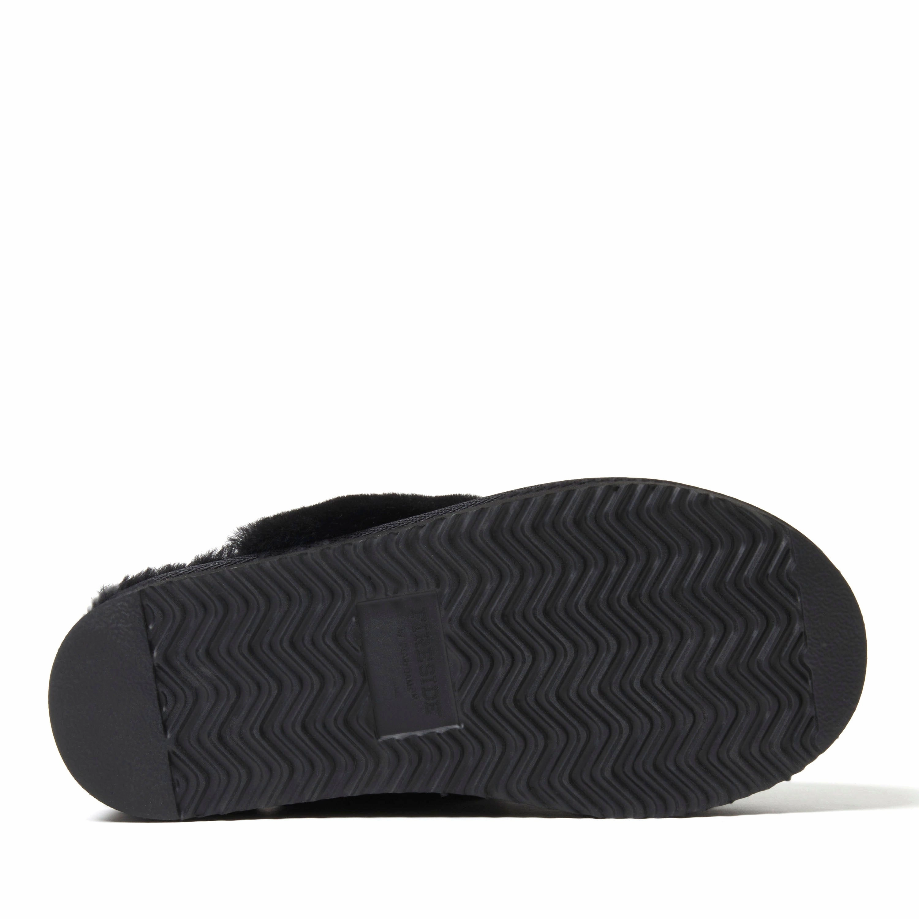Fireside by Dearfoams Women's Melton Genuine Shearling Platform Scuff Slipper